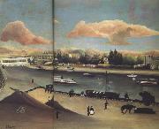 Henri Rousseau View of Point-du-Jour.Sunset oil painting